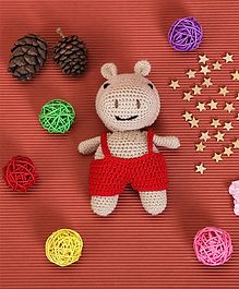 Love Crochet Art Crochet Handmade Hippo Soft Toys - Brown Red