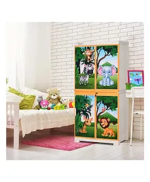 Nilkamal Freedom Mini Medium (FMM) Jungle Theme Plastic Kids Mini Storage Cabinet 2 Doors Cupboard  Multipurpose Storage Suitable for Kids Room And Home Pastel and Orange Colour