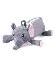 Zoe Elephant Soft Pencil Pen Pouch with Zipper Closure - Grey