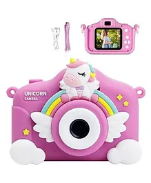 Happy Hues Digital Camera Toys for kids with Inbuilt games- Unicorn Silicone Cover-Mini HD Camera with 1080P & 2 Inch Screen -Pink