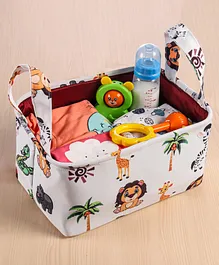 Babyhug Canvas Caddy Bag with Jungle Print- White