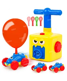 Fiddlerz Plastic Balloon Powered Car & Rocket Launcher Toy Set with Pump Rocket, (Multicolour) (Pack of 1)