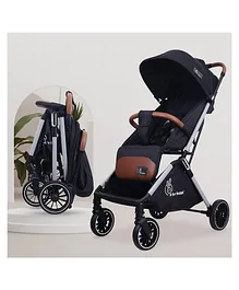 R for Rabbit Street Smart Auto Fold Stylish Newborn Baby Stroller| Aluminum Frame Pram With One Click Fold |Travel Friendly Cabin Trolley Stroller For 0-3 Years ||(Pure Black)