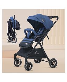 R for Rabbit Premium Design Street Smart Nova Stylish Stroller & Pram With Quick Fold Mechanism- Black & Blue