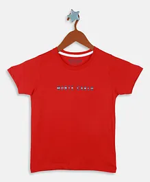 Monte Carlo Cotton Half Sleeves Logo Placement Embellished Tee - Red