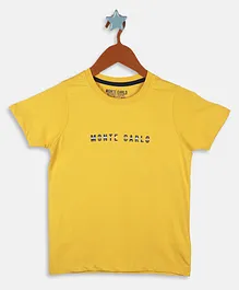 Monte Carlo Cotton Half Sleeves Logo Placement Embellished Tee - Mustard