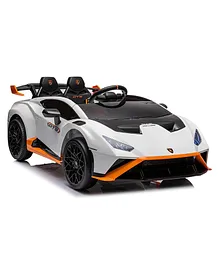 BAYBEE Licensed Lamborghini STO 24V Kids Battery Operated Car for Kids, Ride On Toy Kids Car with 360° Rotational Drift, Music & Light | Baby Big Electric Car for Kids (White)
