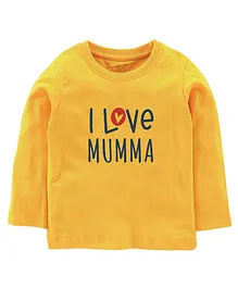 Zeezeezoo Full Sleeves Mom Theme I love Mumma Printed Tee - Yellow