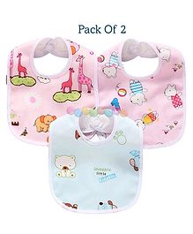 Luvlittle Cotton Bibs with Snap Button-PACK OF 2(Multicolor)