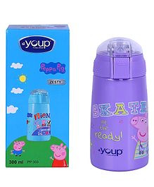 YOUP Stainless Steel Purple  Color Peppa Pig Theme Kids Insulated Double Wall Sipper Bottle ZESTY- 300 ml