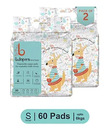 Bdiapers Disposable Bamboo Nappy Pads Medium Latex Fragrance and Dye Free Inserts - 60 Pieces