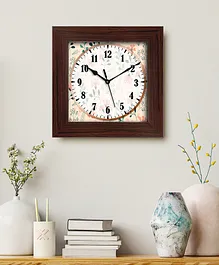 999Store Flower With Leaf Art Modern Stylish Wall Square Clocks For Home - White