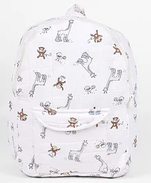 Moms Home Organic Cotton Baby Diaper Backpack Jungle Print - White & Brown