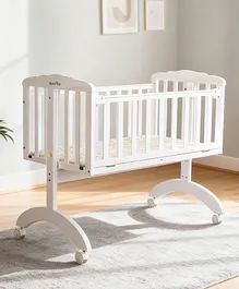 Bonfino Serenity Nest Cradle - White|
                        Wheels with Lock| Openable Side-rail| Swing
                        Lock| Attach to Parent Bed| Removable Mosquito
                        Net| Easy to Assemble| Natural Pinewood| Sturdy
                        & Durable