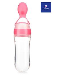 Luvlittle Silicone Squeezy Food Feeder Bottle With Spoon pink - 90 ml