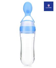 Luvlittle Silicone Squeezy Food Feeder Bottle With Spoon blue - 90 ml