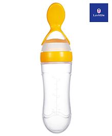 Luvlittle Silicone Squeezy Food Feeder Bottle With Spoon yellow - 90 ml