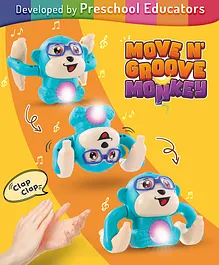 Intelliskills Move N' Groove Sound Activated Tumbling Monkey with Light & Music- Multicolour