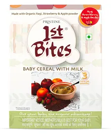 Pristine 1st BITES Baby Cereal 300g Baby Food (10-24 Months) Stage-3, 100% Organic Ragi, Strawberry & Apple Infant Food