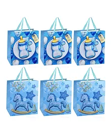 FunBlast Paper Carry Bags for Gifting  Pack of 6 (Blue)