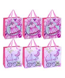 FunBlast Paper Carry Bags for Gifting  Pack of 6 (Pink)