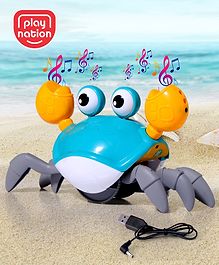 Play Nation Blue Crawling Crab Rechargeable Musical Toy| Interactive Early Learning & Entertainment Toy For 2-4 Years Kids| Fun Moving Toy With Sound and Lights| Improves Hand Eye Co-ordination| Gifting Toy| BIS Certified