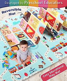 Intelliskills Extra Large Reversible Carnival & Alphabet Baby Learning & Crawling Foldable Play Mat | Waterproof | Anti-Skid | 6.5 x 4.5 ft, 0.6cm Thick