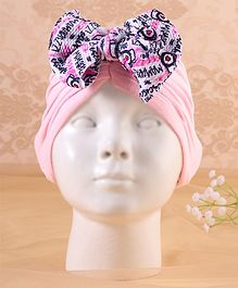 KIDLINGSS Camera Printed Bow Embellished Turban Cap - Pink