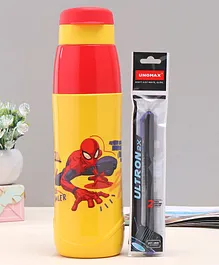 Cello Puro Disney Water Bottle with Pen Spiderman Print Yellow - 600 ml
