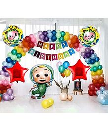 Decor Mantra's Ultimate Birthday Decoration Kit: Cocomelon Foil Balloon Set, Happy Birthday Cut Banner, and More for Boys, Girls, and Kids Indoor/Outdoor Celebrations - Pack of 81