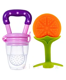 BitFeex Orange Silicone Food Fruit Nibbler with Extra Mesh Soft Pacifier Feeder Teether for Infant Baby Elegant BPA Free-Pack of 2pcs