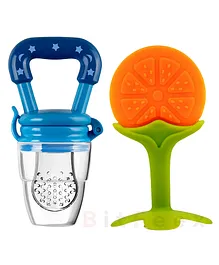 BitFeex Orange Silicone Food Fruit Nibbler with Extra Mesh Soft Pacifier Feeder for 6-12 Months Infant Baby Elegant BPA Free-Pack of 2pcs