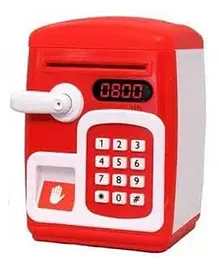 AKN TOYS Sensing Piggy Bank Money Saving Toy Electronic with Digital Password Input Area and Fingerprint Sensor Toys for Kids (Red)