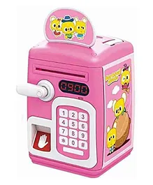 AKN TOYS Sensing Piggy Bank Money Saving Toy Electronic with Digital Password Input Area and Fingerprint Sensor Toys for Kids (Pink)