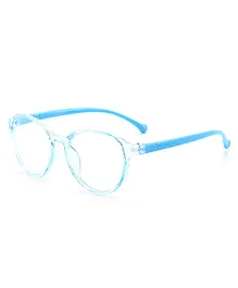 SYGA Children's Lightweight Anti-Blue Light Glasses Round Frame Comfortable Kids For Age 4-12Years old(Transparent blue frame blue legs)