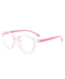 SYGA Children's Lightweight Anti-Blue Light Glasses Round Frame Comfortable Kids For Age 4-12Years old(Transparent pink frame pink legs)