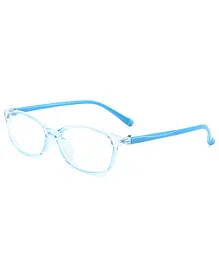 SYGA Children's Anti-Blue Light Glasses Round Full Frame Lightweight Glasses Suitable For Age 4-12Years old (Transparent blue frame blue legs)