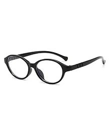 SYGA Children's Anti-Blue Light Eyeglasses Round Frame For Unisex kids 4-12 Years old(Black frame black legs / Transparent)