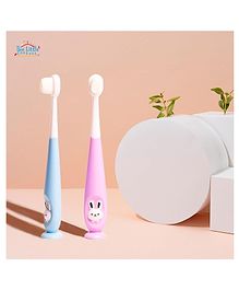 THE LITTLE LOOKERS Baby Toothbrush I Supersoft Bristles & Section Cup Base Tooth Brush for Kids/Babies/Toddlers - Pink & Blue (Pack of 2)
