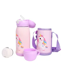 THE LITTLE LOOKERS Stainless Steel Insulated Sipper Bottle for Kids/Sipper School Bottle/Sipper Bottle with Straw/Travelling Water Bottle for Kids with Pop up Straw-Purple (550ml)