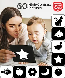 Play Nation High Contrast Flash Cards - 30
                        Pieces | Bold Black-And-White Pattern For Visual
                        Stimulation | Boosts Early Cognitive &
                        Visual Development | Durable & Safe for
                        Babies | BIS Certified