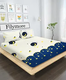 Filymore cute Good night Printed Double bedsheet with 2 pillow cover-good night