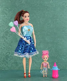 Vijaya Impex  Fashion Doll with Sister and Balloons - Height 29 cm (Color may Vary)
