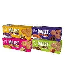 Early Food Ragi, Dry Fruit, Millet & Chocolate Jaggery Cookies Assorted Pack of 4 - 150 gm each