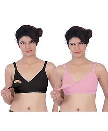 Fabme Nursing Bra Pack of 2 - Pink, Black