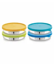 Steel Lock Flex Stainless Steel Slim Container With Silicone Airtight Lid, Set of 4, 550ml, Multicolor