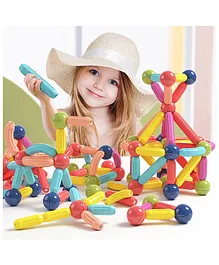 YAMAMA Magnetic Sticks Building Blocks Educational Stacking Toys With Magnetic Sticks Magnetic Balls And Magnetic Blocks For Kids  (128 Pieces  Multicolor)