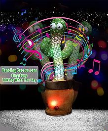 New Pinch Singing Talking Dancing Cactus Toy (Hindi or english songs)- Green