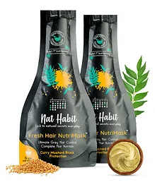 Nat Habit Curry Mustard NutriMask - Hair Mask For Grey Hairs, Conditioning, Smoothening, Strengthen & Shine - 40 g each