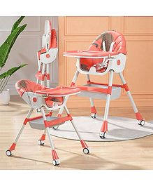 High Chair with Wheels and Printed Cushion - Red